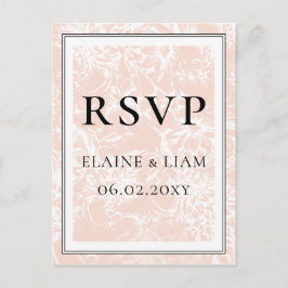 Postal De Invitación Elegante Rubor Floral Wedding rsvp