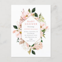 Elegante Rubor & Gold Floral Baby Shower