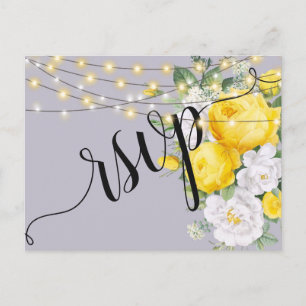 Postal De Invitación Elegante Rústico luces Amarillo Flor RSVP Invitaci