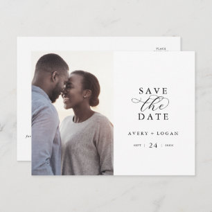 Postal De Invitación Elegante Script Photo Save the Date