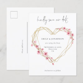 Postal De Invitación Elegante Script Sakura Cherry Blossom Guardar La F