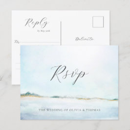 Postal De Invitación Elegante Sencillo acuarela Beach Wedding Meal RSVP