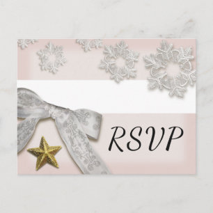 Postal De Invitación Elegante Snowflakes Winter Wedding RSVP Postcard