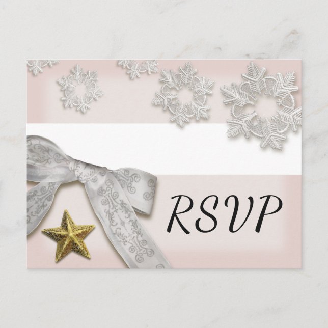 Postal De Invitación Elegante Snowflakes Winter Wedding RSVP Postcard (Anverso)