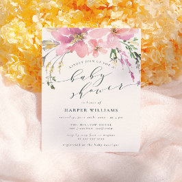 Postal De Invitación Elegante Spring Watercolor Floral Baby Shower