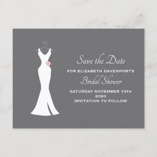 Postal De Invitación Elegante vestido blanco en gris - Elegante Guardar