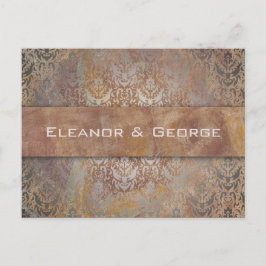 Postal De Invitación Elegante Vintage Toscana Damask Wedding RSVP