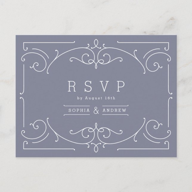 Postal De Invitación Elegante y gris boda clásica tradicional RSVP (Anverso)
