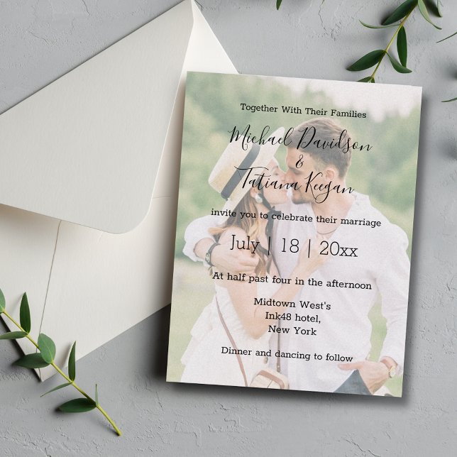 Postal De Invitación elegante y moderna moda letra boda foto (Subido por el creador)