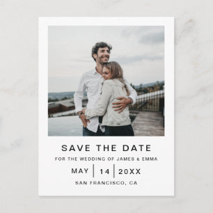 Postal De Invitación Elegante y Simple Boda Moderna Ahorra la Fecha