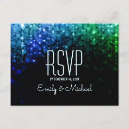 Postal De Invitación Elegantes lámparas de color pavo real bokek boda R