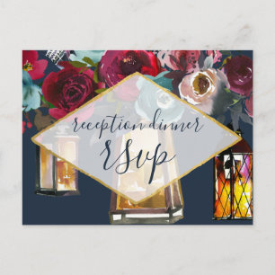 Postal De Invitación Elegantes Linternas Navales Burgundy Confirmación 