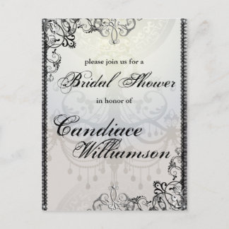 Postal De Invitación Elegantes murciélagos y floridas ducha de novias d