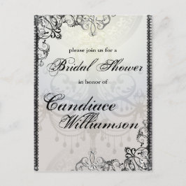 Postal De Invitación Elegantes murciélagos y floridas ducha de novias d