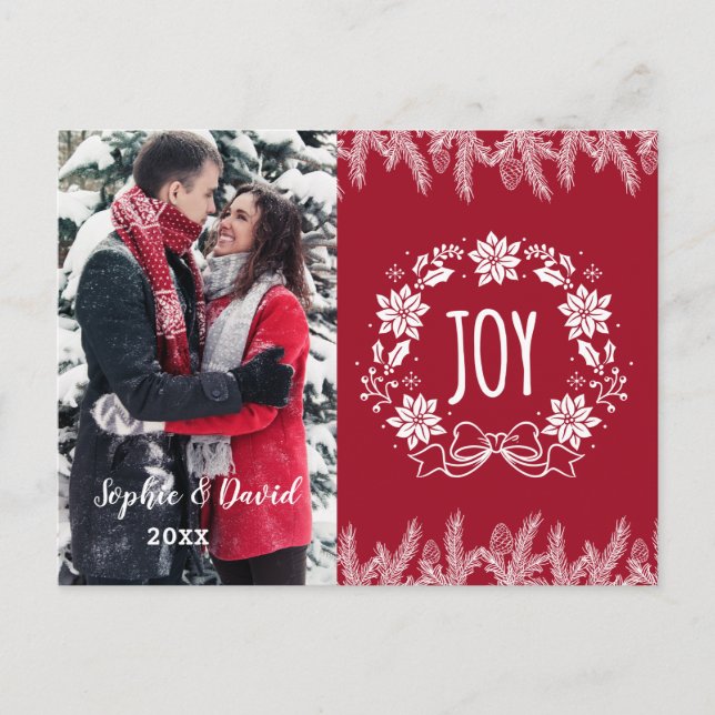 Postal De Invitación Elegantes Navidades Oro Pine Joy Ornamental Foto (Anverso)