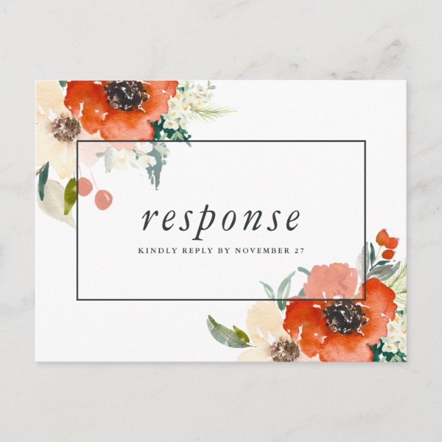 Postal De Invitación Elegantes Tradiciones Florales RSVP con Opción de  (Anverso)