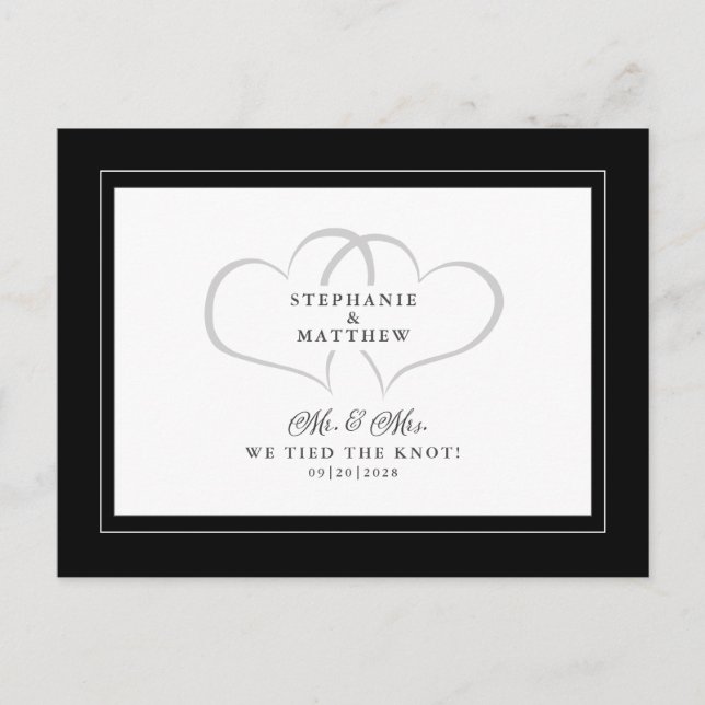 Postal De Invitación Elopement Nosotros Amarramos El Knot Mr & Mrs Blac (Anverso)