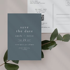 Postal De Invitación EMELIA Boho Boda azul simple salva la fecha