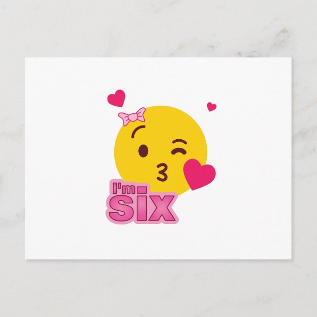 Postal De Invitación Emoji 6 niños de cumpleaños para Chicas Fiesta gra (Anverso)