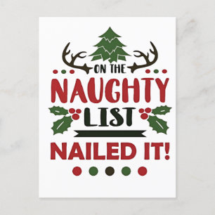 Postal De Invitación En La Lista Traviesa Clavado Es Divertido Navidad