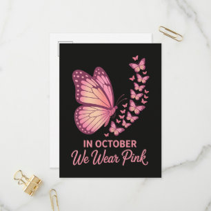 Postal De Invitación En Octubre Mariposa De Seno Rosa