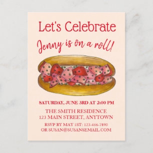 Postal De Invitación En un rollo de langosta Felicitaciones Maine ME Fo