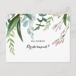 Postal De Invitación Encantadora dama de honor tropical con flores y ve