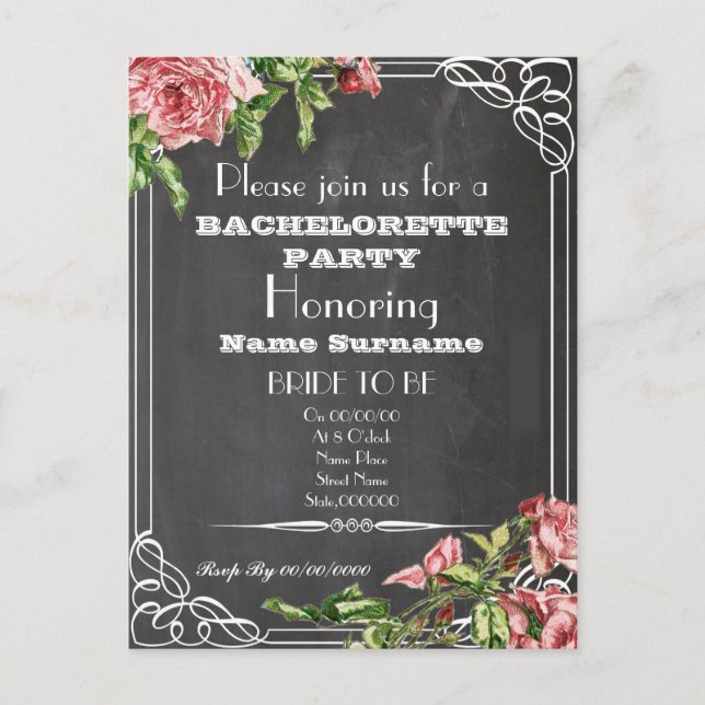Postal De Invitación encantadora fiesta de soltera floral (Anverso)