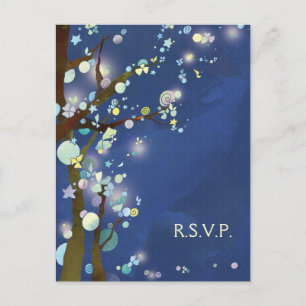 Postal De Invitación Encantadora noche en la boda azul RSVP