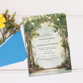 Postal De Invitación Enchanted Garden String Lights Wedding Invitation 