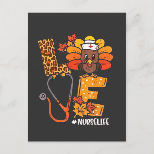 Postal De Invitación Enfermera agradecida vida pavo lindo Día de Acción