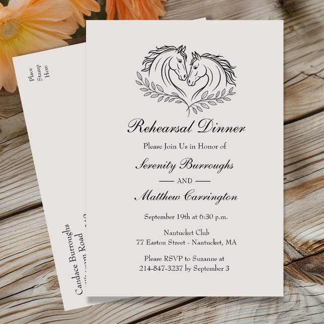 Postal De Invitación Ensayo de casamiento rústico de caballos en el cam (Subido por el creador)
