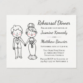 Postal De Invitación Ensayo del Boda blanco negro de personalizado Brid