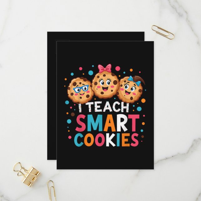 Postal De Invitación Enseño a Galletas Inteligentes Maestra de Regreso  (Anverso/Reverso In Situ)