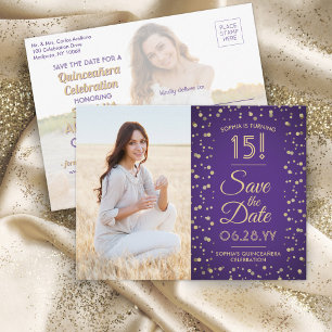 Postal De Invitación Entonces y ahora Fotos Quinceañera Salvar la fecha