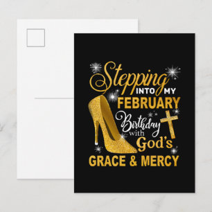Postal De Invitación Entrando En Mi Cumpleaños De Febrero Con La Gracia