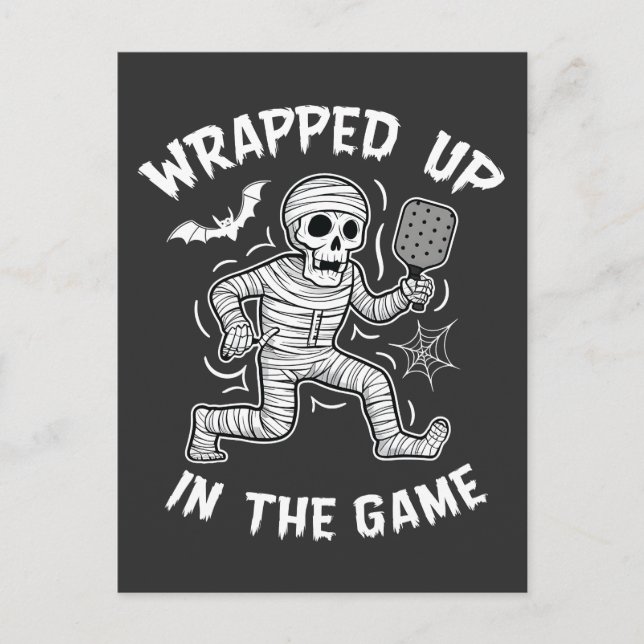 Postal De Invitación Envuelto en el pickleball de partidos Halloween (Anverso)