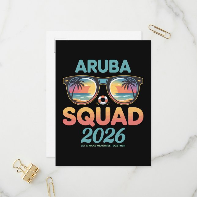 Postal De Invitación Equipo de Aruba 2026 Retro (Anverso/Reverso In Situ)