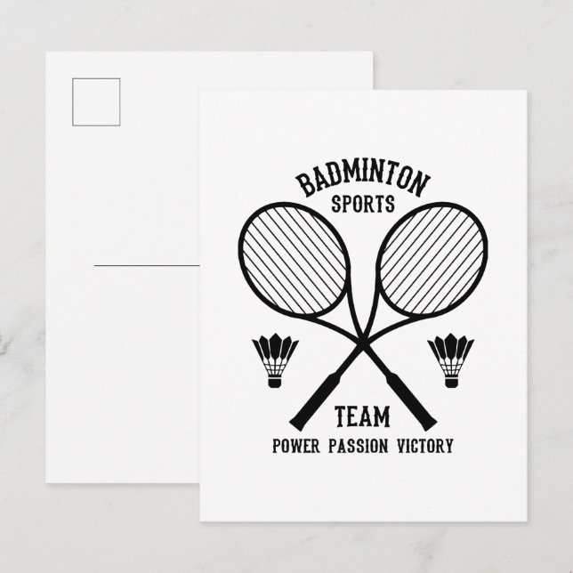 Postal De Invitación Equipo de deportes de bádminton (Anverso / Reverso)