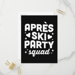 Postal De Invitación Equipo de fiesta après ski en blanco y negro