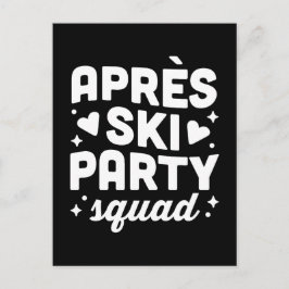 Postal De Invitación Equipo de fiesta après ski negro y blanco