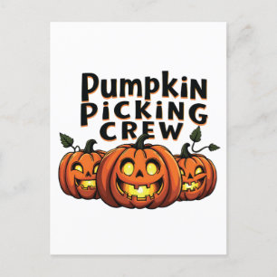 Postal De Invitación Equipo de recogida de calabazas espeluznante Hallo