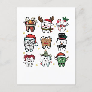 Postal De Invitación Equipo Dental Dentista Navidad Holiday Xmas 