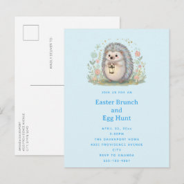 Postal De Invitación Erizo Adorable con Linterna de Pascua