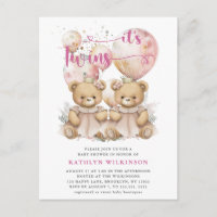 Es El TWINS Pink Balloons Teddy Bears Baby Shower