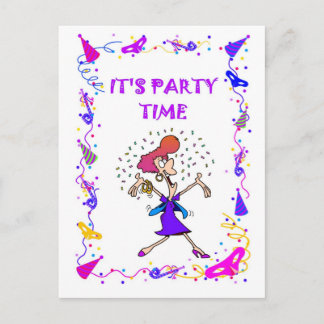 Postal De Invitación Es hora de fiesta, fiesta.