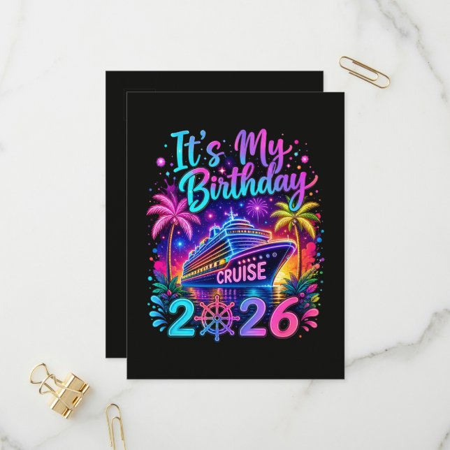 Postal De Invitación Es mi crucero de cumpleaños 2026 (Anverso/Reverso In Situ)
