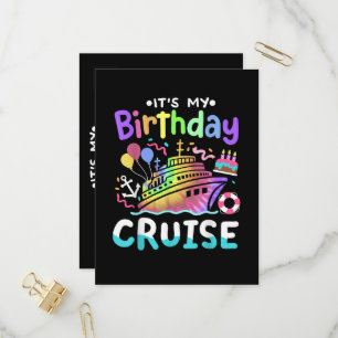 Postal De Invitación Es mi crucero de cumpleaños Tie Dye viaje de vacac