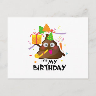 Postal De Invitación Es mi Fiesta Chica de la Emoji de caca de cumpleañ