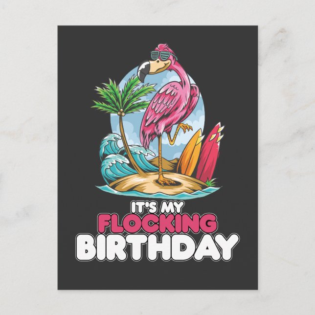 Postal De Invitación Es mi flamenco cumpleaños de pastoreo (Anverso)